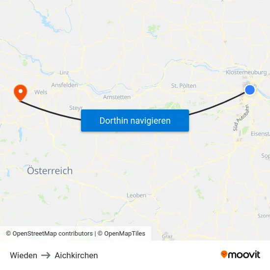 Wieden to Aichkirchen map