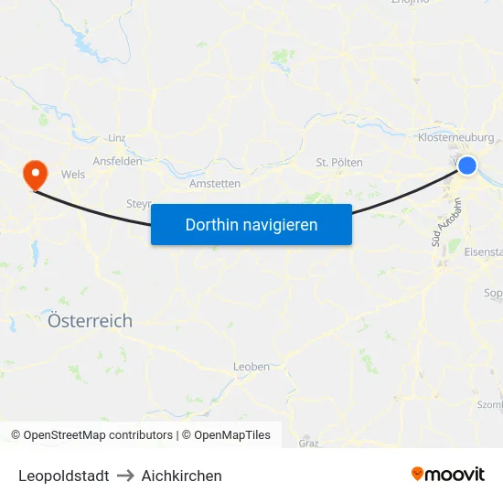 Leopoldstadt to Aichkirchen map