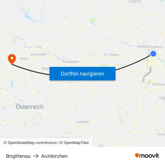 Brigittenau to Aichkirchen map