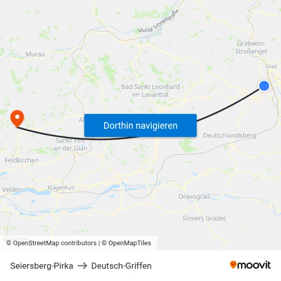 Seiersberg-Pirka to Deutsch-Griffen map