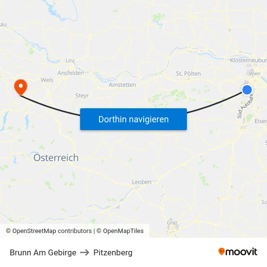 Brunn Am Gebirge to Pitzenberg map