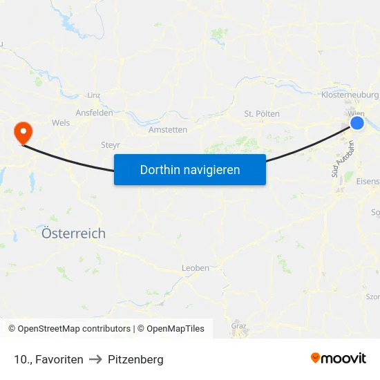 10., Favoriten to Pitzenberg map