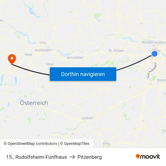 15., Rudolfsheim-Fünfhaus to Pitzenberg map