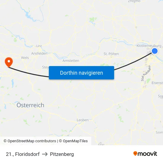 21., Floridsdorf to Pitzenberg map