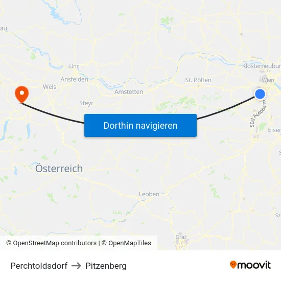 Perchtoldsdorf to Pitzenberg map