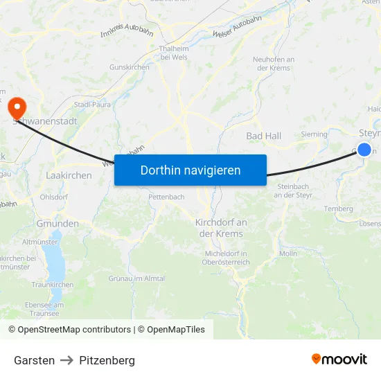 Garsten to Pitzenberg map