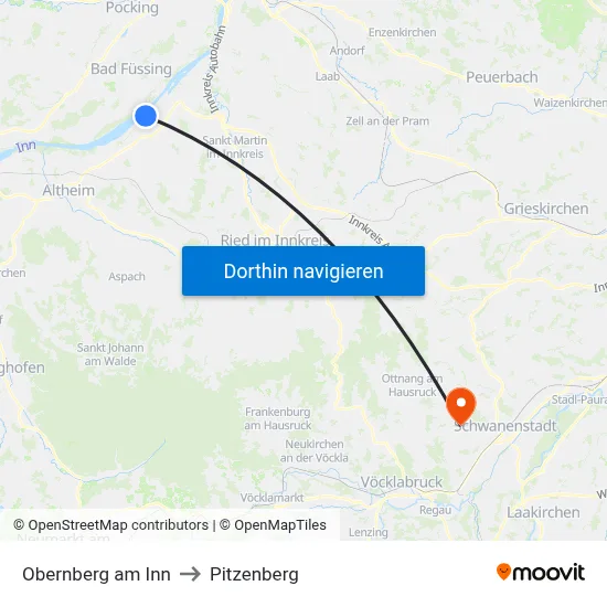 Obernberg am Inn to Pitzenberg map