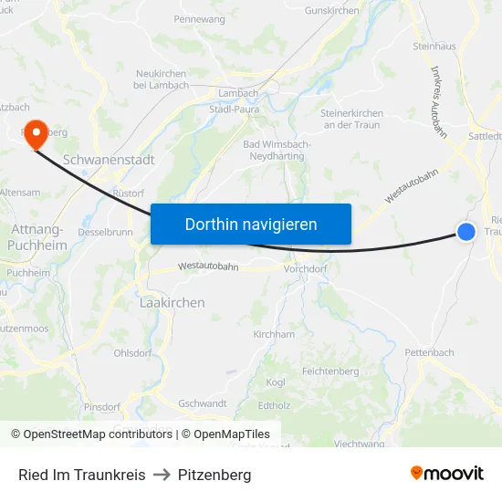 Ried Im Traunkreis to Pitzenberg map