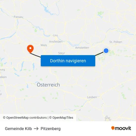 Gemeinde Kilb to Pitzenberg map