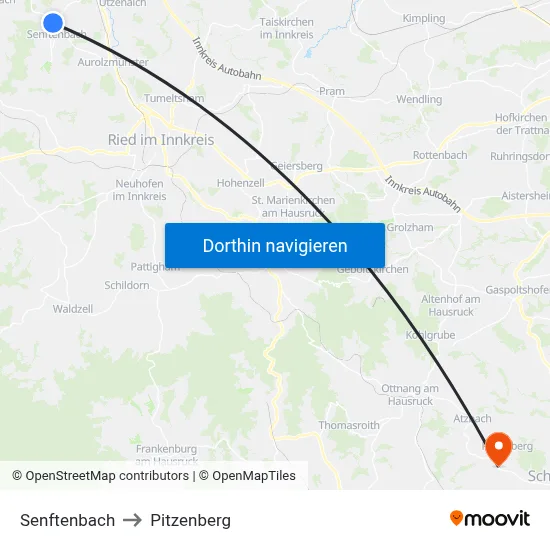 Senftenbach to Pitzenberg map