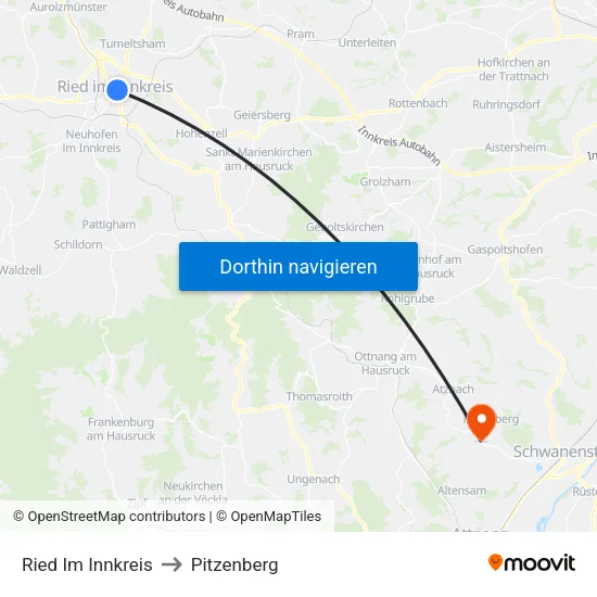 Ried Im Innkreis to Pitzenberg map