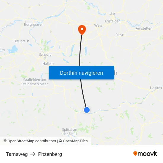 Tamsweg to Pitzenberg map