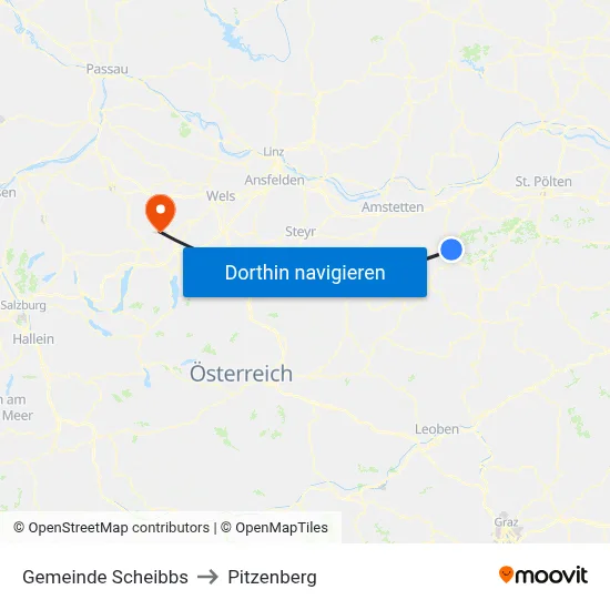 Gemeinde Scheibbs to Pitzenberg map