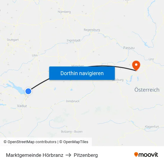 Marktgemeinde Hörbranz to Pitzenberg map