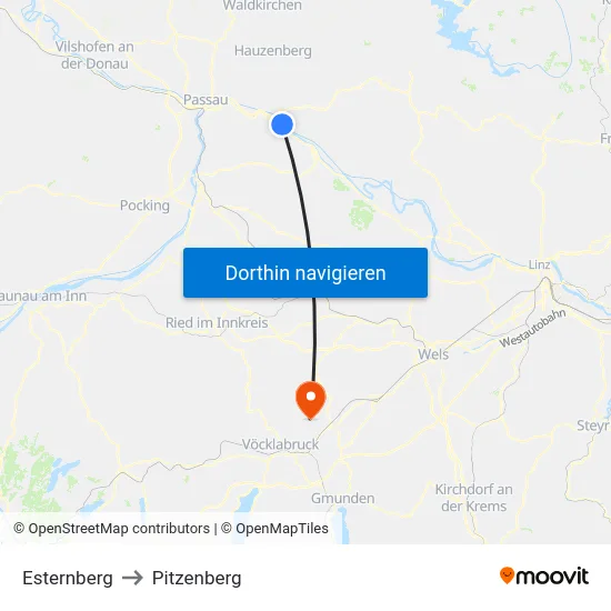 Esternberg to Pitzenberg map
