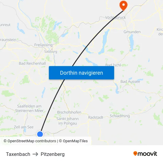 Taxenbach to Pitzenberg map