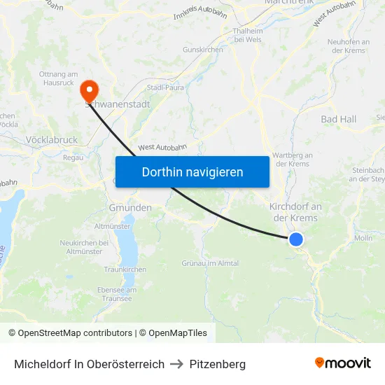 Micheldorf In Oberösterreich to Pitzenberg map