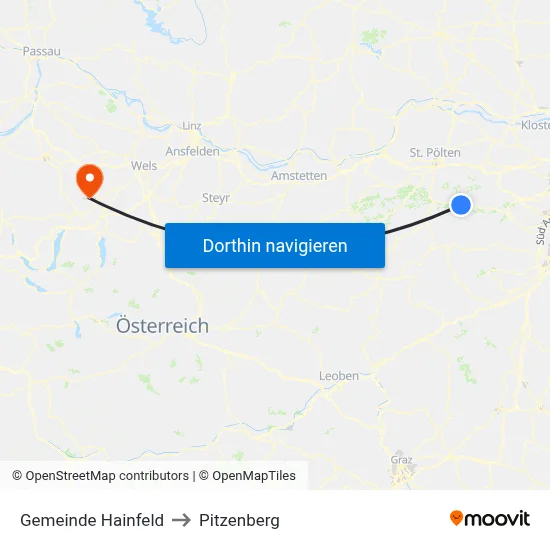 Gemeinde Hainfeld to Pitzenberg map