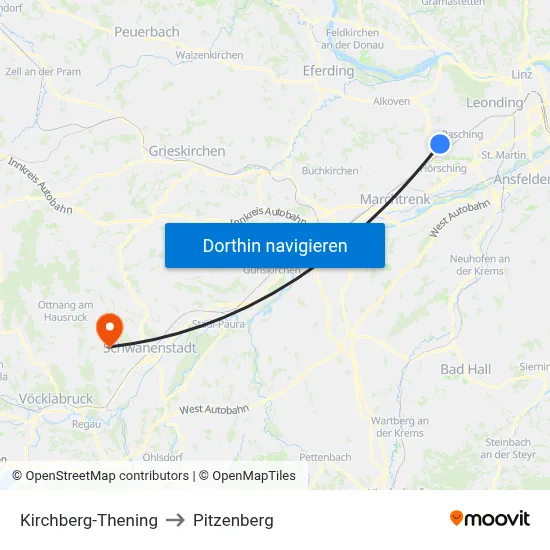 Kirchberg-Thening to Pitzenberg map