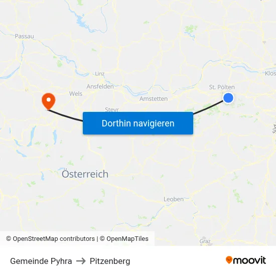 Gemeinde Pyhra to Pitzenberg map