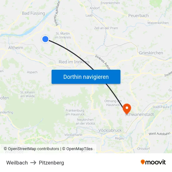 Weilbach to Pitzenberg map