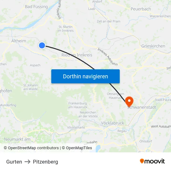 Gurten to Pitzenberg map