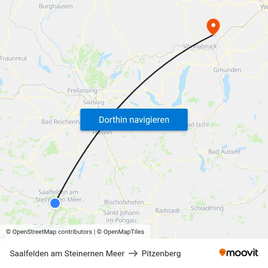 Saalfelden am Steinernen Meer to Pitzenberg map