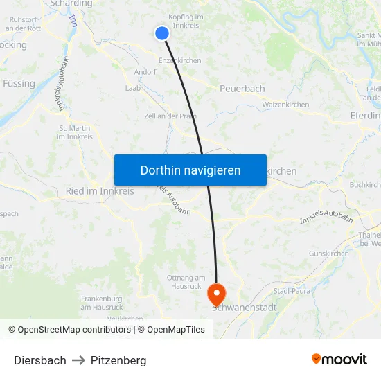 Diersbach to Pitzenberg map