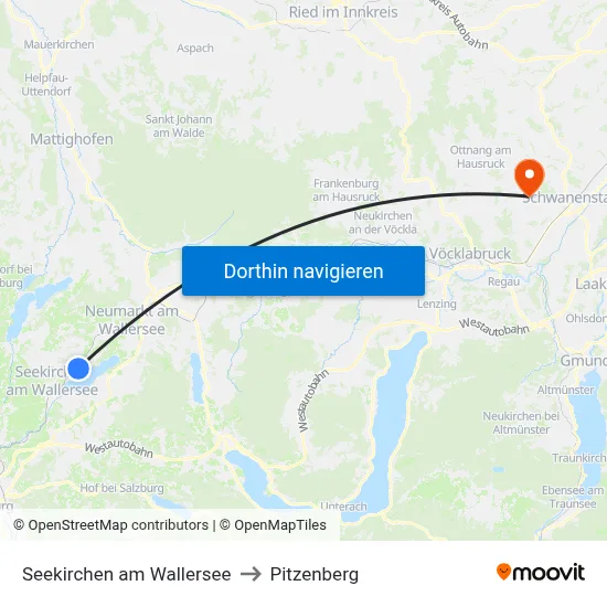 Seekirchen am Wallersee to Pitzenberg map