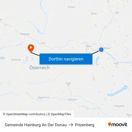 Gemeinde Hainburg An Der Donau to Pitzenberg map