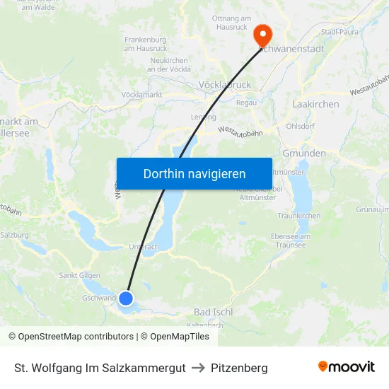 St. Wolfgang Im Salzkammergut to Pitzenberg map