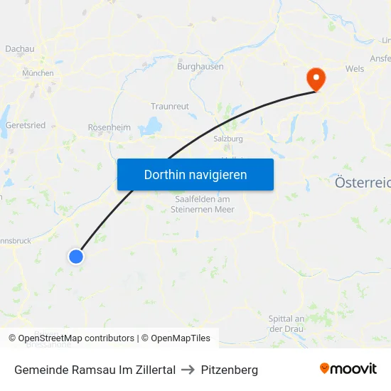Gemeinde Ramsau Im Zillertal to Pitzenberg map
