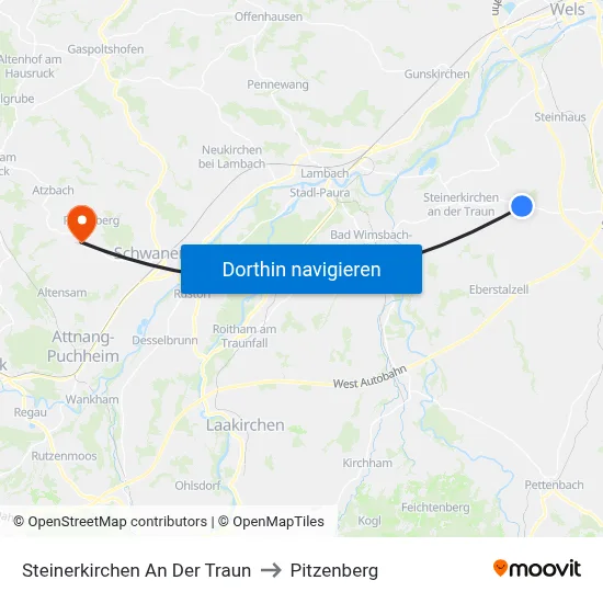 Steinerkirchen An Der Traun to Pitzenberg map