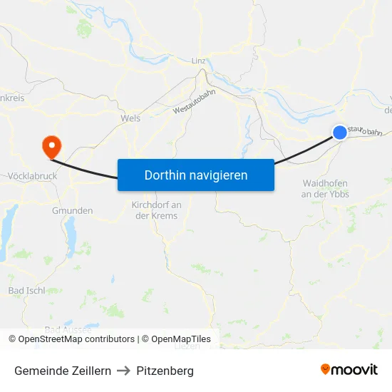 Gemeinde Zeillern to Pitzenberg map