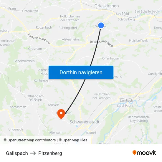 Gallspach to Pitzenberg map