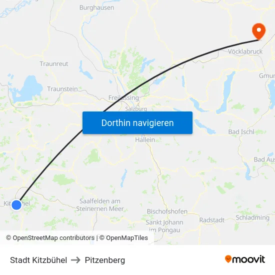 Stadt Kitzbühel to Pitzenberg map
