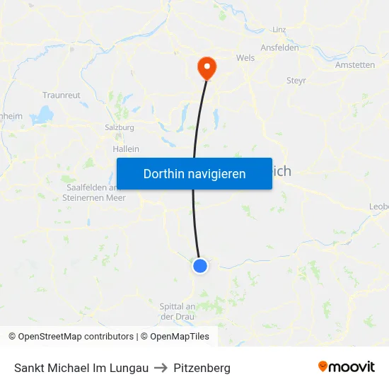Sankt Michael Im Lungau to Pitzenberg map