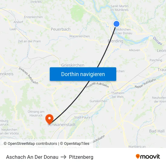 Aschach An Der Donau to Pitzenberg map