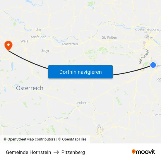 Gemeinde Hornstein to Pitzenberg map