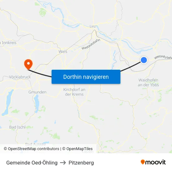 Gemeinde Oed-Öhling to Pitzenberg map