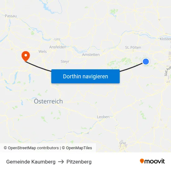 Gemeinde Kaumberg to Pitzenberg map