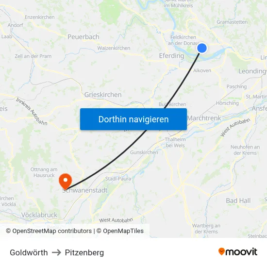 Goldwörth to Pitzenberg map
