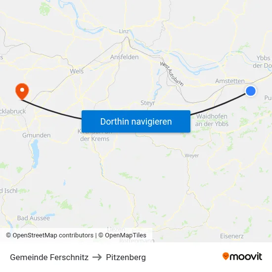 Gemeinde Ferschnitz to Pitzenberg map