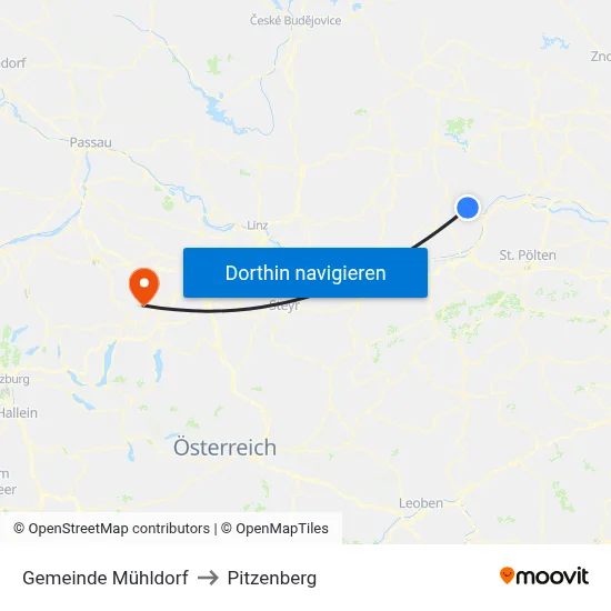 Gemeinde Mühldorf to Pitzenberg map