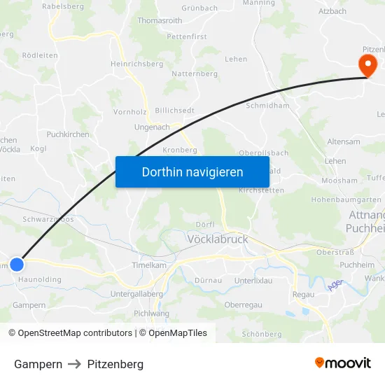 Gampern to Pitzenberg map