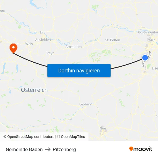 Gemeinde Baden to Pitzenberg map
