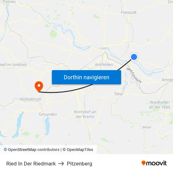 Ried In Der Riedmark to Pitzenberg map
