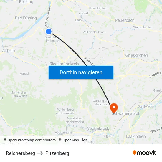 Reichersberg to Pitzenberg map
