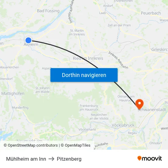 Mühlheim am Inn to Pitzenberg map