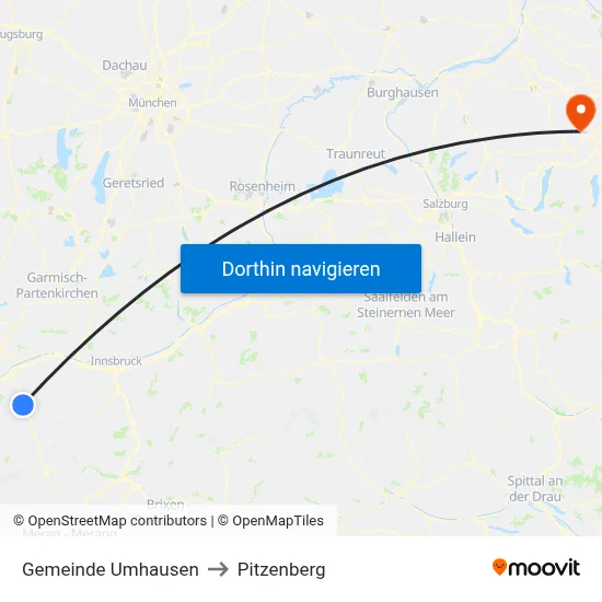 Gemeinde Umhausen to Pitzenberg map